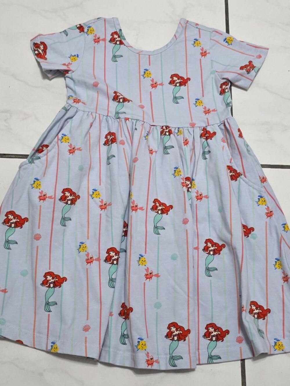 Hanna Andersson Disney Little Mermaid Ariel Girls Dress Size 5 Pastel Blue